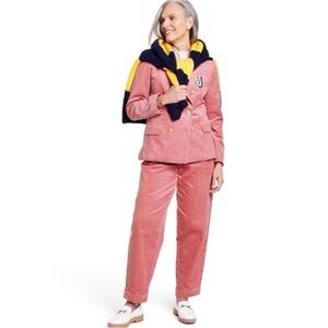 Rowing Blazers Rose Pink Corderoy 2 Pc Pants Suit Sz XXL Pants Sz 18 NWT